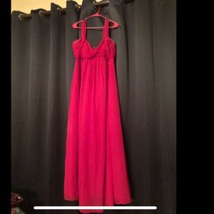 Long Crinkle Chiffon Dress with Twist Front Detail